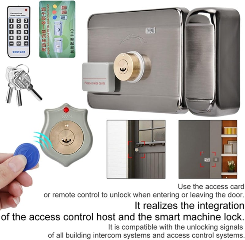 plplaaoo Door Lock,Smart Door Lock, Electronic Door Lock, Electronic Access Door Lock, Remote Control Door, Double-Head Door Locks, Electronic Access Intelligent System ID Double Head 12V Door Lock, elect - Image 2